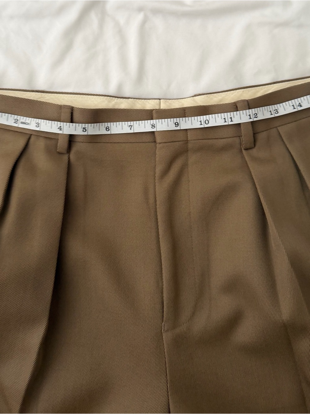 High rise double pleated wide leg tan trousers by J. Crew 100% Italian Wool - Picture 10 of 13